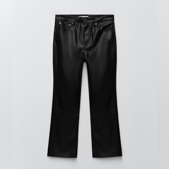 ZARA Faux Leather Cropped Pants - Picture 4 of 7
